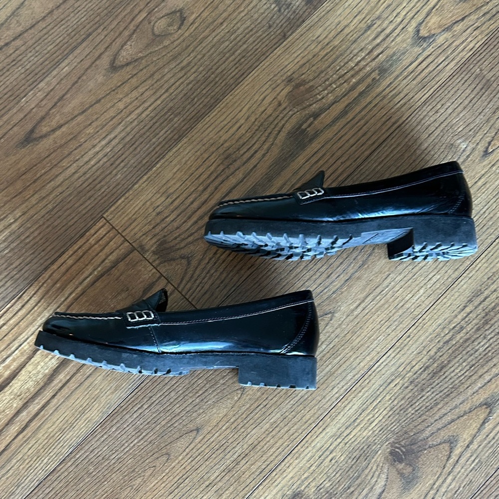 Sperry black patent leather loafers